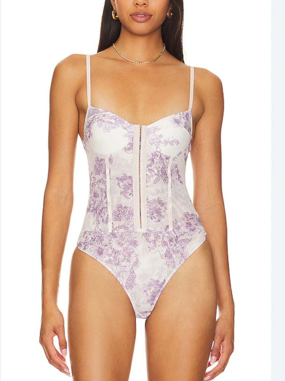 Free People Lavender Floral Bustier One-Piece